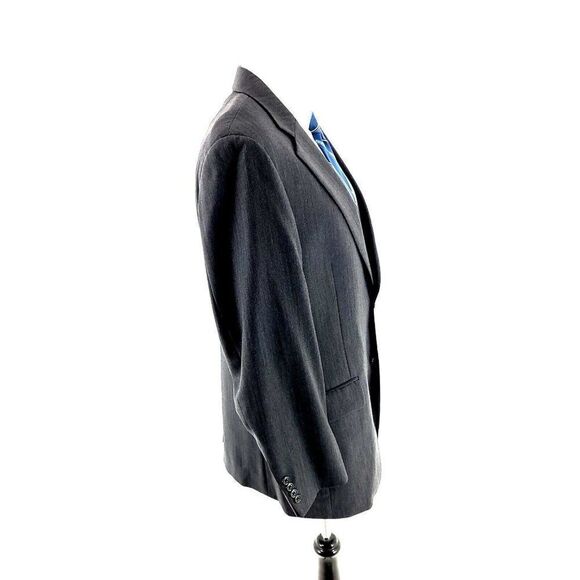 Jos A Bank Signature‎ Wool 2 Button Blazer 40R Gray Herringbone - Picture 6 of 11